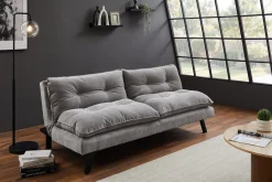 Modernes Schlafsofa COCOONING 190cm grau Chenillestoff 3-Sitzer Couch