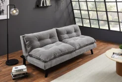 Modernes Schlafsofa COCOONING 190cm grau Chenillestoff 3-Sitzer Couch