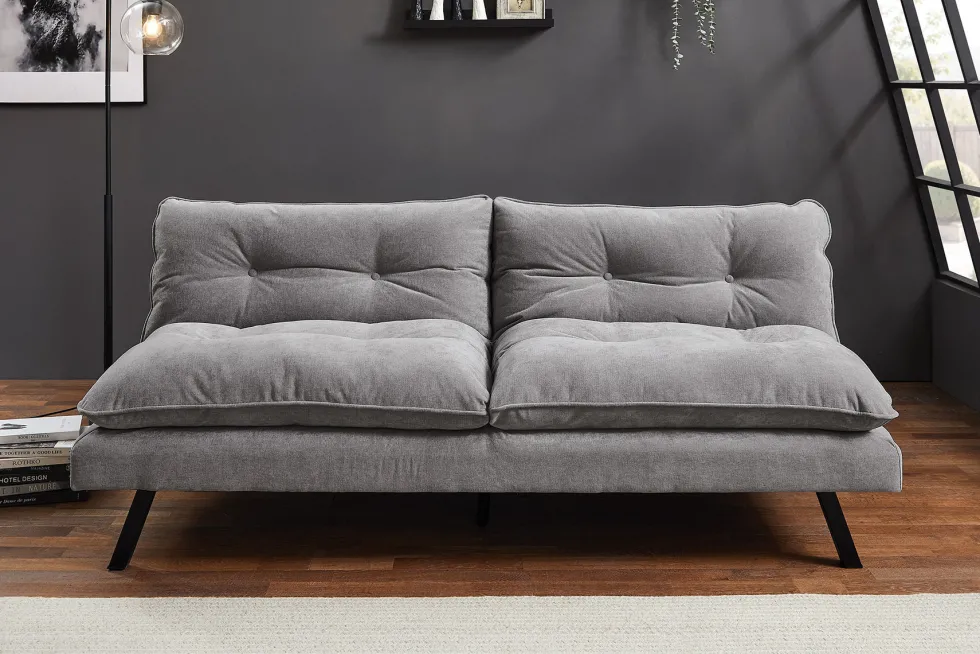 Modernes Schlafsofa COCOONING 190cm grau Chenillestoff 3-Sitzer Couch