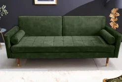 Modernes Schlafsofa COUTURE 200cm grün Microvelours 3-Sitzer Couch mit Schlaffunktion