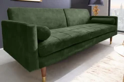Modernes Schlafsofa COUTURE 200cm grün Microvelours 3-Sitzer Couch mit Schlaffunktion