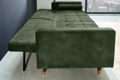 Modernes Schlafsofa COUTURE 200cm grün Microvelours 3-Sitzer Couch mit Schlaffunktion