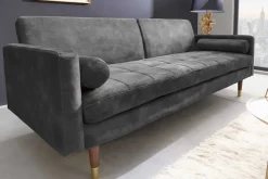 Modernes Schlafsofa COUTURE 200cm grau Microvelours 3-Sitzer Couch mit Schlaffunktion
