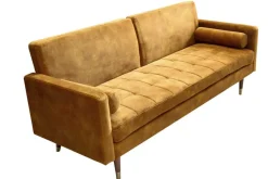 Modernes Schlafsofa COUTURE 200cm senfgelb Microvelours 3-Sitzer Couch mit Schlaffunktion