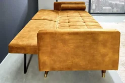 Modernes Schlafsofa COUTURE 200cm senfgelb Microvelours 3-Sitzer Couch mit Schlaffunktion