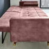 Modernes Schlafsofa COUTURE 200cm altrosa Microvelours 3-Sitzer Couch mit Schlaffunktion