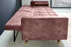 Modernes Schlafsofa COUTURE 200cm altrosa Microvelours 3-Sitzer Couch mit Schlaffunktion