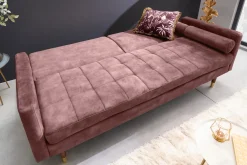 Modernes Schlafsofa COUTURE 200cm altrosa Microvelours 3-Sitzer Couch mit Schlaffunktion