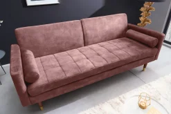 Modernes Schlafsofa COUTURE 200cm altrosa Microvelours 3-Sitzer Couch mit Schlaffunktion