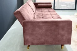 Modernes Schlafsofa COUTURE 200cm altrosa Microvelours 3-Sitzer Couch mit Schlaffunktion
