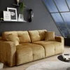 Modernes Schlafsofa DIAMOND 235cm senfgelb Chenille Cremona mit Stauraum 3-Sitzer Couch