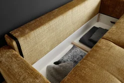 Modernes Schlafsofa DIAMOND 235cm senfgelb Chenille Cremona mit Stauraum 3-Sitzer Couch