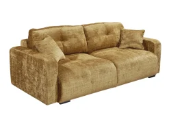 Modernes Schlafsofa DIAMOND 235cm senfgelb Chenille Cremona mit Stauraum 3-Sitzer Couch
