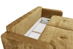 Modernes Schlafsofa DIAMOND 235cm senfgelb Chenille Cremona mit Stauraum 3-Sitzer Couch