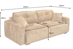 Modernes Schlafsofa DIAMOND 235cm senfgelb Chenille Cremona mit Stauraum 3-Sitzer Couch