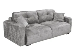 Modernes Schlafsofa DIAMOND 235cm silbergrau Chenille Cremona mit Stauraum 3-Sitzer