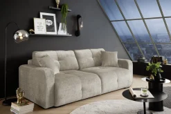 Modernes Schlafsofa DIAMOND 235cm taupe Chenille Cremona mit Stauraum 3-Sitzer Couch