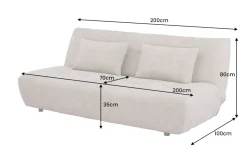 Modernes Schlafsofa ELYPSE 200cm greige Chenille 3-Sitzer Couch inkl. Kissen