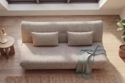 Modernes Schlafsofa ELYPSE 200cm greige Chenille 3-Sitzer Couch inkl. Kissen