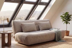 Modernes Schlafsofa ELYPSE 200cm greige Chenille 3-Sitzer Couch inkl. Kissen
