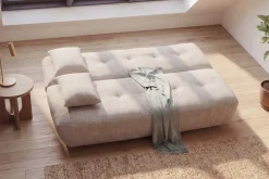 Modernes Schlafsofa ELYPSE 200cm greige Chenille 3-Sitzer Couch inkl. Kissen