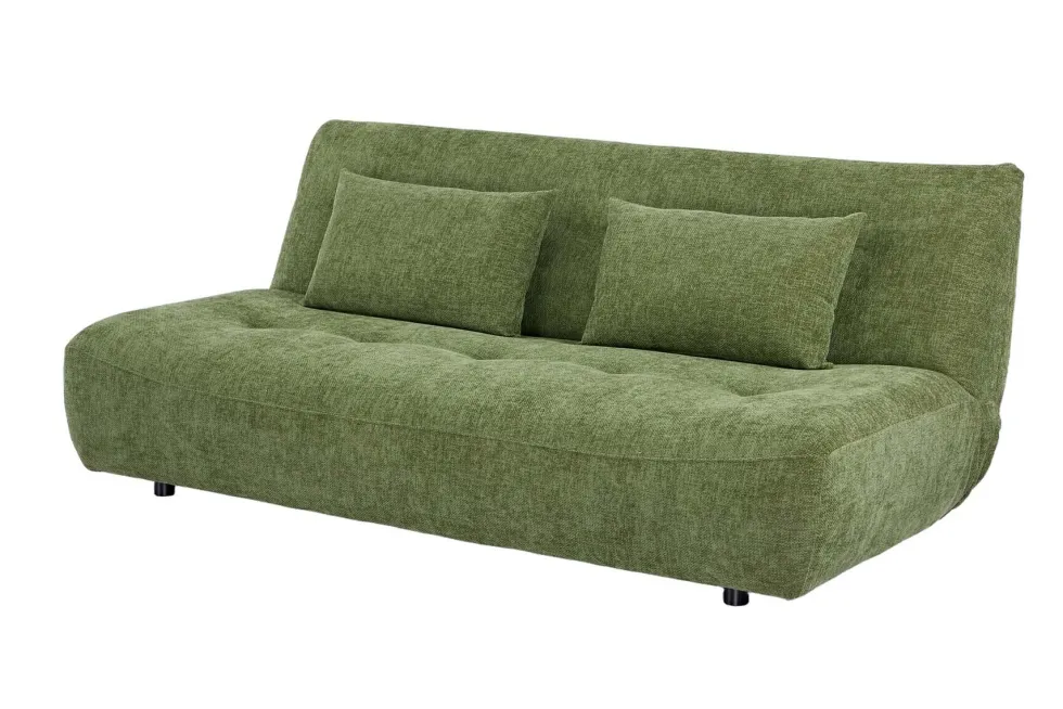 Modernes Schlafsofa ELYPSE 200cm grün Chenille 3-Sitzer Couch inkl. Kissen