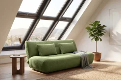 Modernes Schlafsofa ELYPSE 200cm grün Chenille 3-Sitzer Couch inkl. Kissen
