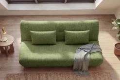 Modernes Schlafsofa ELYPSE 200cm grün Chenille 3-Sitzer Couch inkl. Kissen
