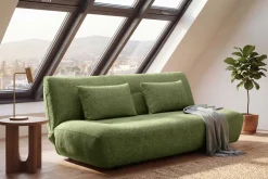Modernes Schlafsofa ELYPSE 200cm grün Chenille 3-Sitzer Couch inkl. Kissen