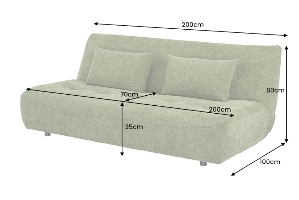 Modernes Schlafsofa ELYPSE 200cm grün Chenille 3-Sitzer Couch inkl. Kissen
