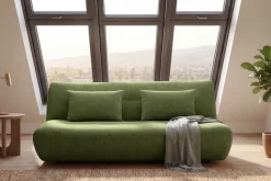 Modernes Schlafsofa ELYPSE 200cm grün Chenille 3-Sitzer Couch inkl. Kissen