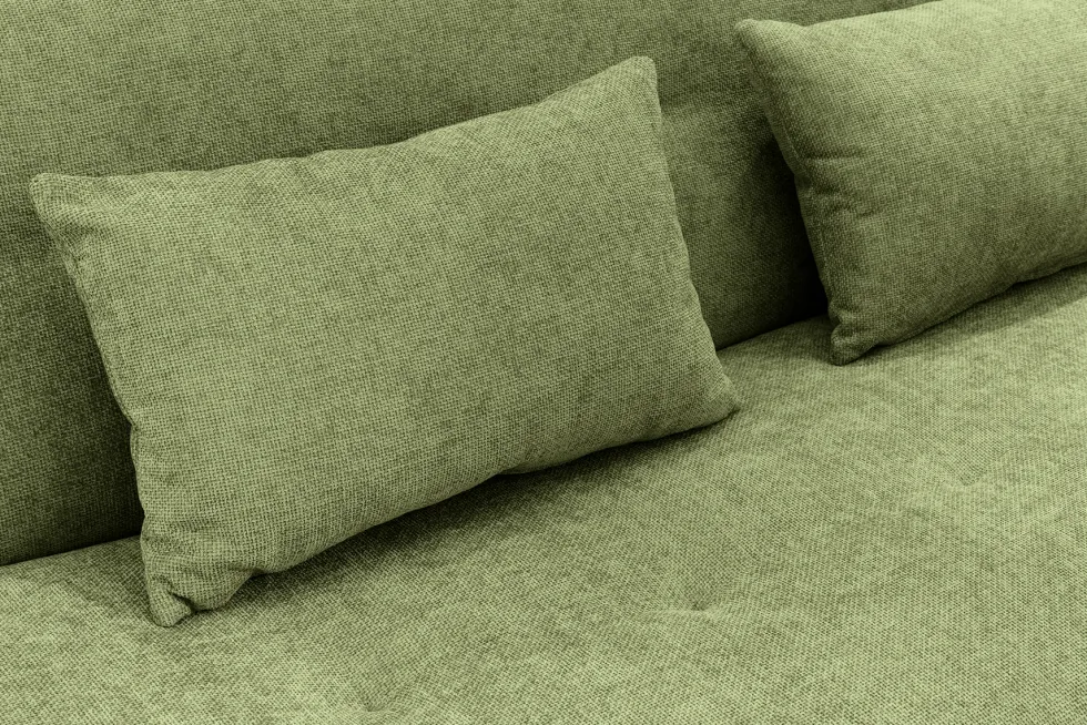 Modernes Schlafsofa ELYPSE 200cm grün Chenille 3-Sitzer Couch inkl. Kissen