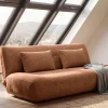 Modernes Schlafsofa ELYPSE 200cm rostbraun Chenillestoff 3-Sitzer Couch inkl. Kissen