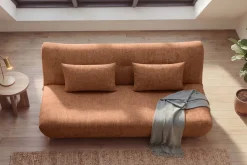 Modernes Schlafsofa ELYPSE 200cm rostbraun Chenillestoff 3-Sitzer Couch inkl. Kissen