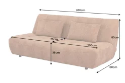 Modernes Schlafsofa ELYPSE 200cm rostbraun Chenillestoff 3-Sitzer Couch inkl. Kissen