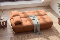 Modernes Schlafsofa ELYPSE 200cm rostbraun Chenillestoff 3-Sitzer Couch inkl. Kissen