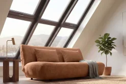 Modernes Schlafsofa ELYPSE 200cm rostbraun Chenillestoff 3-Sitzer Couch inkl. Kissen