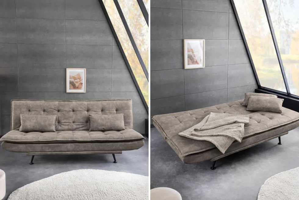 Modernes Schlafsofa JAZZ 190cm antik taupe Microfaser 3-Sitzer Couch