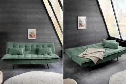 Modernes Schlafsofa JAZZ 190cm grün Cord 3-Sitzer Couch