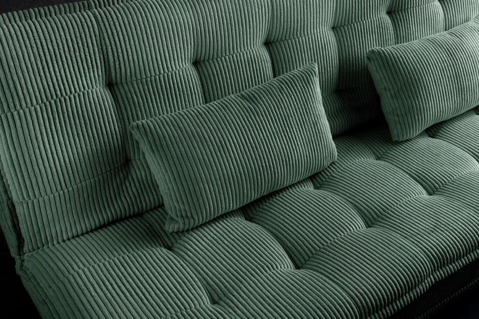 Modernes Schlafsofa JAZZ 190cm grün Cord 3-Sitzer Couch