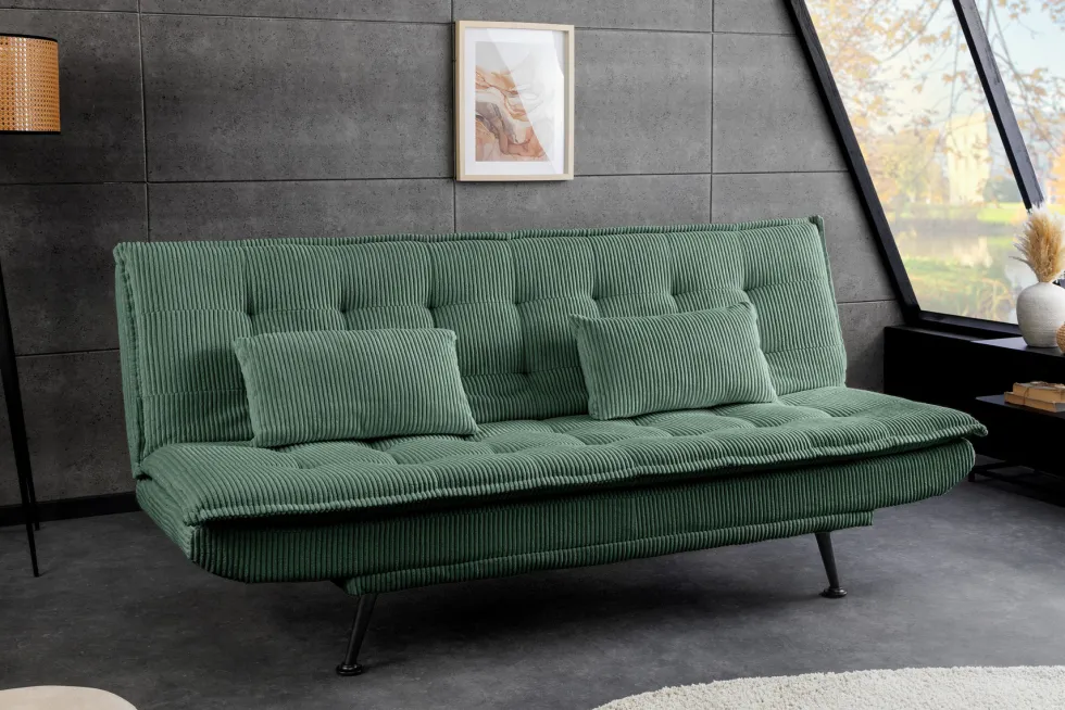 Modernes Schlafsofa JAZZ 190cm grün Cord 3-Sitzer Couch