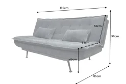 Modernes Schlafsofa JAZZ 190cm grau Cord 3-Sitzer Couch