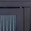 Modernes Sideboard AMSTERDAM 105cm schwarz gold Riffelglas Metall Vitrine Schrank