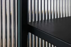 Modernes Sideboard AMSTERDAM 105cm schwarz gold Riffelglas Metall Vitrine Schrank