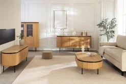 Modernes Sideboard ATELIER 160cm natur Eiche schwarz Metall vier Fächer
