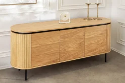 Modernes Sideboard ATELIER 160cm natur Eiche schwarz Metall vier Fächer