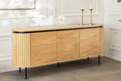 Modernes Sideboard ATELIER 160cm natur Eiche schwarz Metall vier Fächer