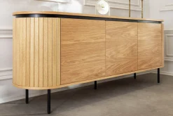 Modernes Sideboard ATELIER 160cm natur Eiche schwarz Metall vier Fächer