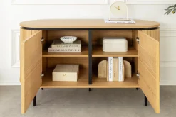 Modernes Sideboard ATELIER 120cm natur Eiche schwarz Metall vier Fächer