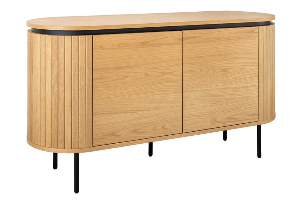 Modernes Sideboard ATELIER 120cm natur Eiche schwarz Metall vier Fächer
